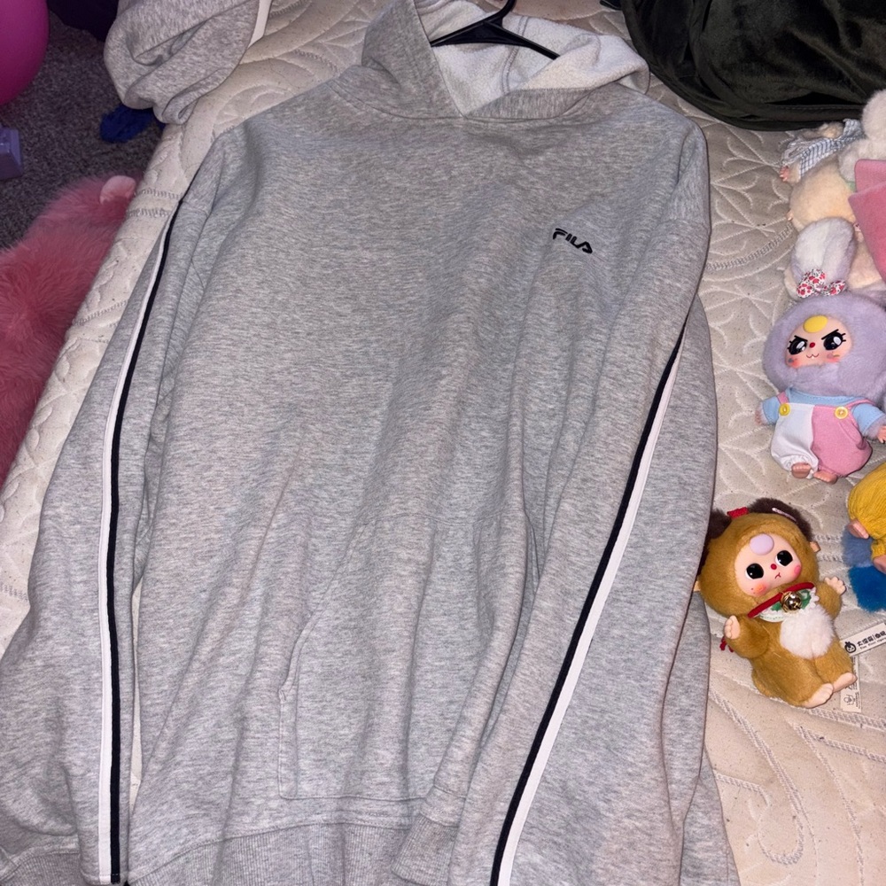 Fila Gray and White Hoodie